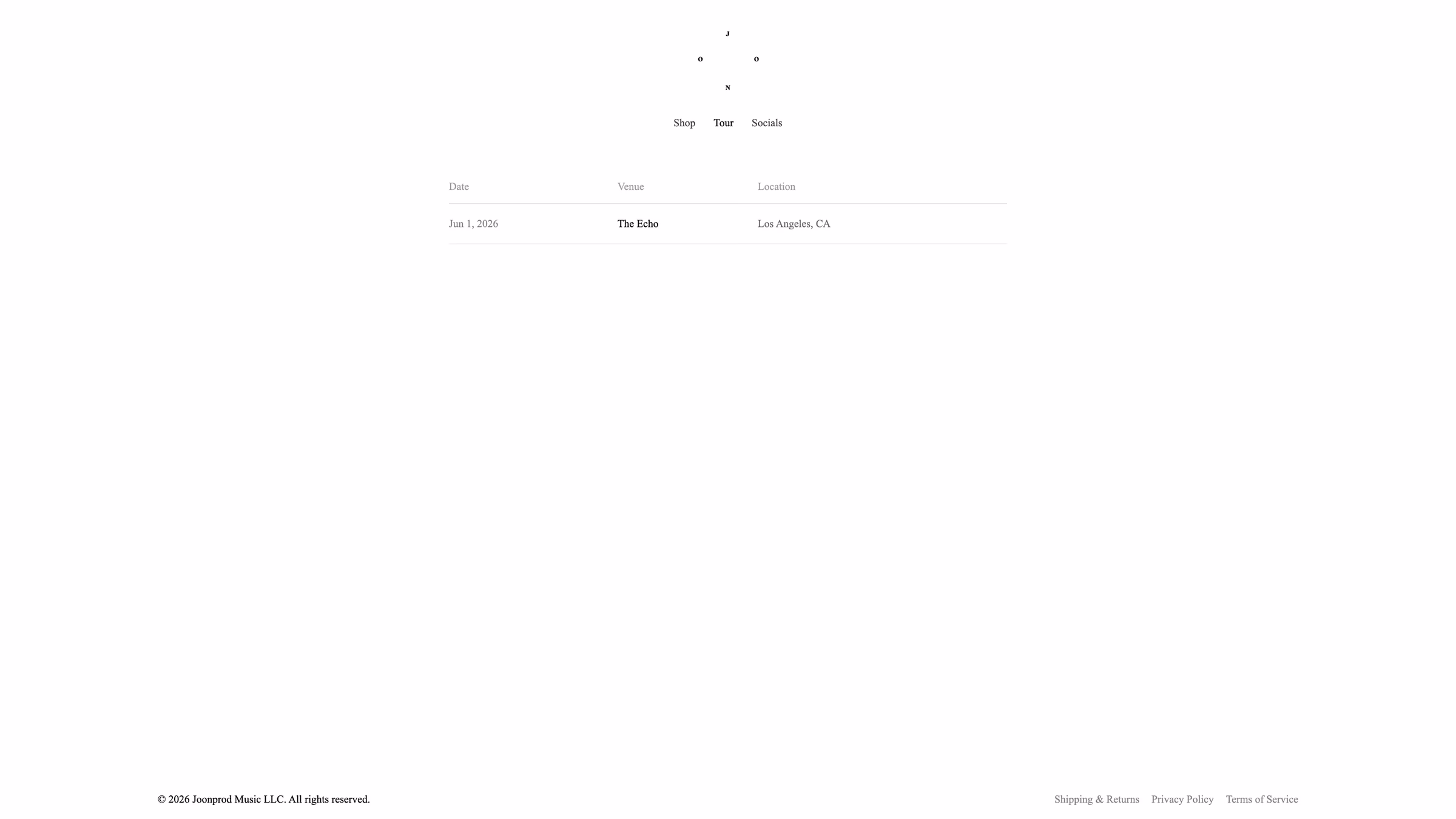 Joon tour dates
